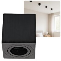 IP20 GU10 LED Aufbaustrahler Eckig aus Aluminium Schwarz...