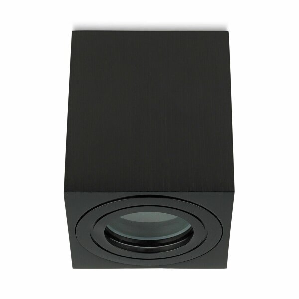 IP44 GU10 LED Aufbaustrahler Eckig Bad - Aluminium Schwarz gebürstet | 230V Aufbauspots (Ohne Leuchtmittel)