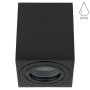 Deckenspots GU10 Bad IP44 Aufbauspot Eckig Schwarz gebürstet 230V | LED Spots Decke Aluminium (Ohne Leuchtmittel)