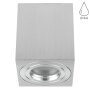 Deckenspots GU10 Bad IP44 Aufbaustrahler Eckig alu gebürstet 230V | LED Spots Decke Aluminium (Ohne Leuchtmittel)