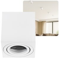 GU10 LED Aufbaustrahler IP20 Eckig Aluminium Weiß...