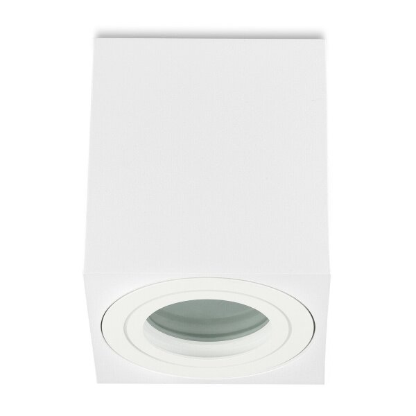 IP44 GU10 LED Aufbaustrahler Bad Eckig Weiß Matt | Aufbauspot Decke (Ohne Leuchtmittel)