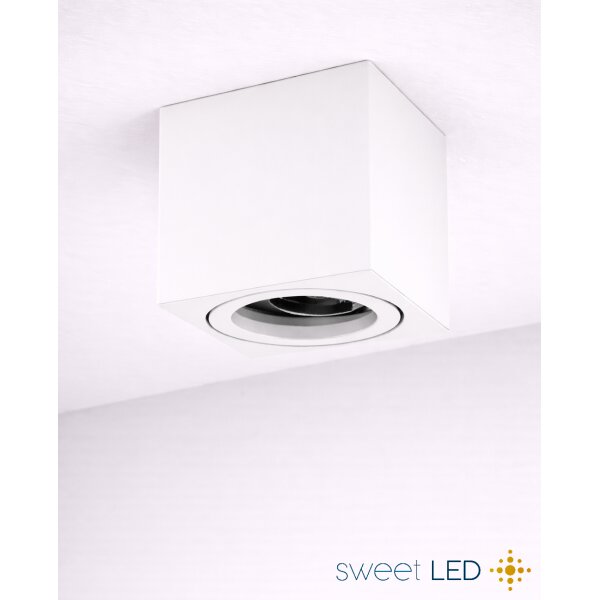 50mm LED Aufbauspot Eckig Weiß | Alu Gehäuse 230V Schwenkbar