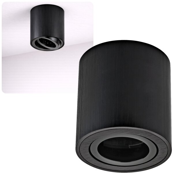 Deckenspots LED GU10 Aufbauspot Schwarz Rund Schwenkbar | LED Spots Decke Aluminium 230V inkl. Fassung (Ohne Leuchtmittel)