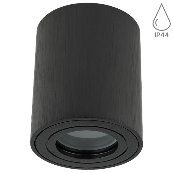 LED Aufbauspot GU10 IP44 Schwarz | rund Bad 230V