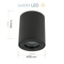 LED Aufbauspot GU10 IP44 Schwarz | rund Bad 230V