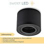 Schwarz Alu Aufbauspot Gehäuse 230V | Rund Schwenkbar Ø80mm
