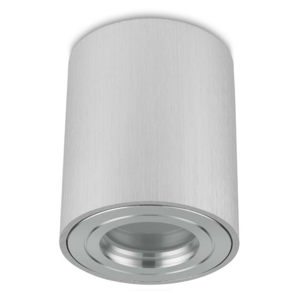 IP44 LED Aufbauspots Flach 95mm – GU10 Deckenstrahler Bad 230V | Aluminium Silber Gebürstet