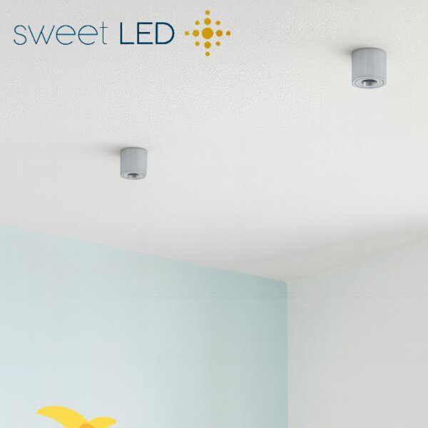 Alu Aufbaustrahler Gehäuse 230V | Schwenkbar Rund Ø 80mm flach