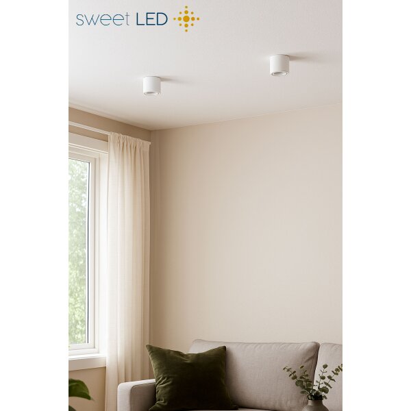 Deckenspots LED GU10 Weiß Rund | Aufputz Spot Decke Aluminium Aufbauspots Schwenkbar 230V (Ohne Leuchtmittel)