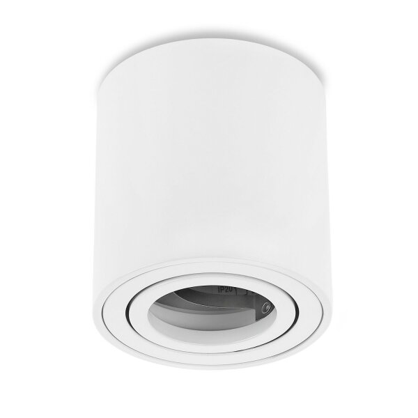 Deckenspots LED GU10 Weiß Rund | Aufputz Spot Decke Aluminium Aufbauspots Schwenkbar 230V (Ohne Leuchtmittel)