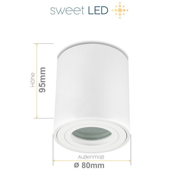 Aufbaustrahler IP44 GU10 LED Bad - Aluminium Weiß Matt 230V | Aufbauspot (Ohne Leuchtmittel)