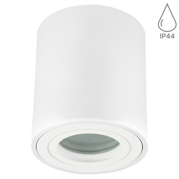 Deckenspots LED GU10 IP44 Bad Aufbauspot rund Weiß matt 230V | LED Spots Decke Aluminium (Ohne Leuchtmittel)