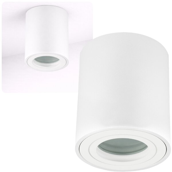 Deckenspots LED GU10 IP44 Bad Aufbauspot rund Weiß matt 230V | LED Spots Decke Aluminium (Ohne Leuchtmittel)