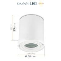 Aufbaustrahler IP44 GU10 LED Bad - Aluminium Weiß...