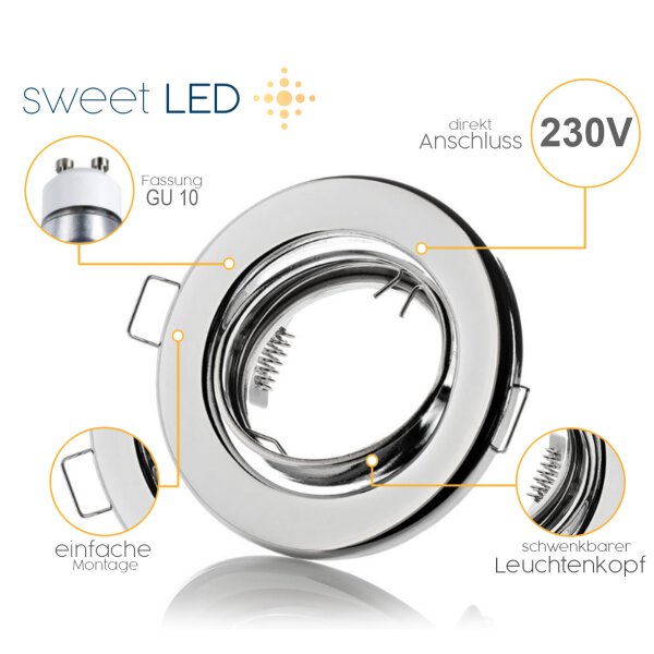 Einbaurahmen rund chrom glänzend IP20 LED