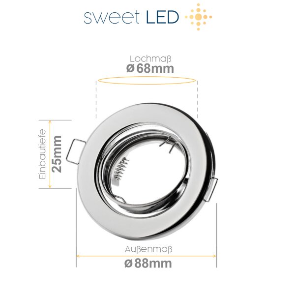 Einbaurahmen rund chrom glänzend IP20 LED