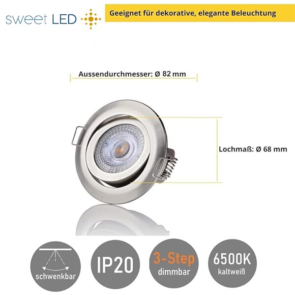 LED Einbaustrahler 5W 3-Step Dimmbar | Kaltweiß Einbauleuchten
