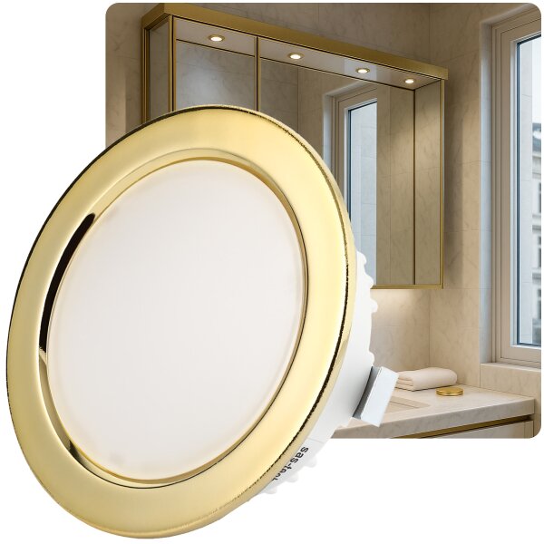 Möbel Einbaustrahler Bad IP44 Goldfarbig Warmweiß LED