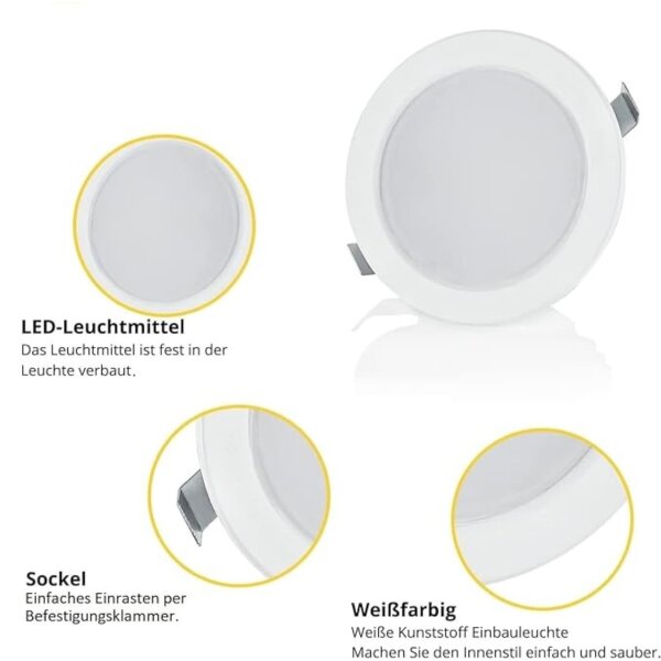 LED Einbaustrahler 12V Möbel - LED Einbauspots Bad IP44 - Bücherregal Beleuchtung weiß warmweiß rund - Led Strahler Ultra Flach ca. 20 mm Einbautiefe