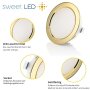 Möbel LED Einbaustrahler 12V - Möbeleinbauleuchten LED Flach Bad IP44 rund goldfarbig kaltweiß - Mini Led Strahler 3.5W ca. 20 mm Einbautiefe
