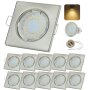 LED Einbauspots 230V GU10 | 10er LED Einbaustrahler 5W Warmweiß Chrom