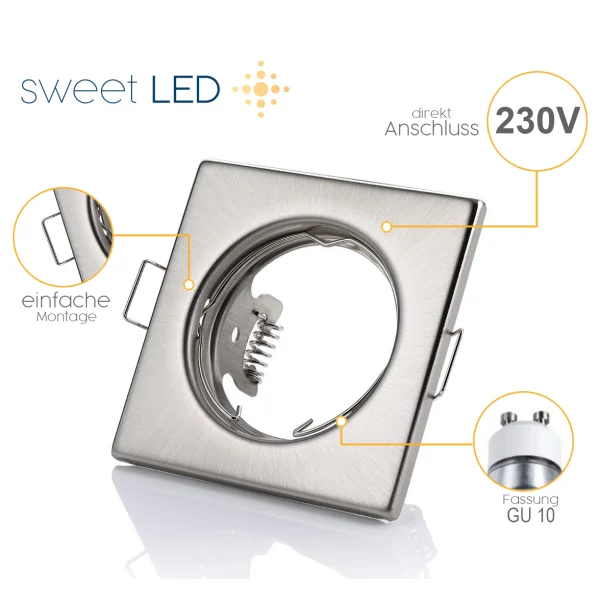 LED Einbauspots 230V GU10 | 10er LED Einbaustrahler 5W Kaltweiß Chrom