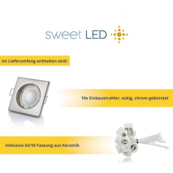 LED Einbauspots 230V GU10 | 10er LED Einbaustrahler 5W Kaltweiß Chrom