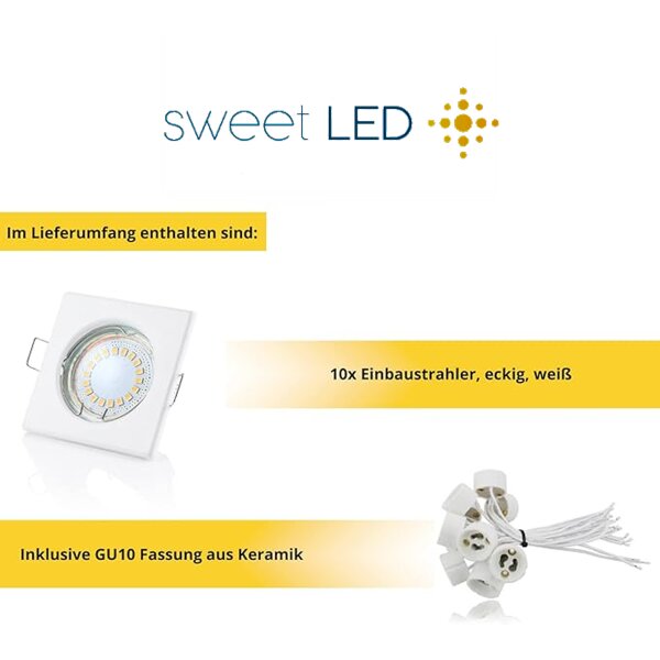 LED Einbauspots 230V GU10 | 10er LED Deckenspots 5W Kaltweiß Weiß