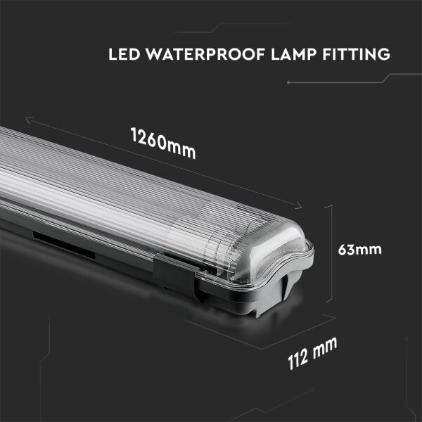 LED Wannenleuchte, 3400 Lumen, Kaltweiß 2x18W Röhren weiß IP65