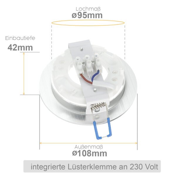 Einbaurahmen LED ohne Leuchtmittel - LED Deckenstrahler 230V Alu Gebürstet Rund GX53 - LED Deckenleuchte Schlafzimmer