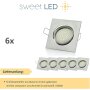LED Einbaustrahler 3,5W 230V 3000K Warmweiß | 6er Set Eckig Chrom