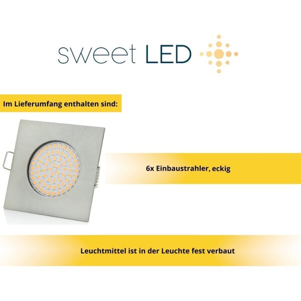 LED Einbauspot 3,5W 230V Flach Eckig | 6er Set 3000K Warmweiß