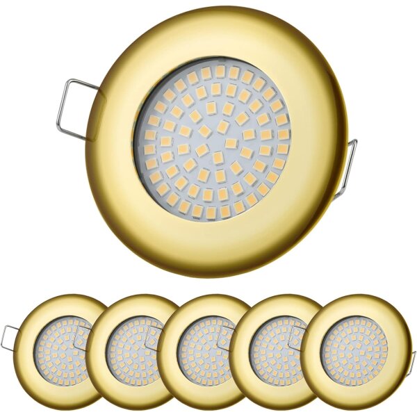 LED Einbaustrahler 5W 230V 3000K Warmweiß | 6er Set Gold Dimmbar