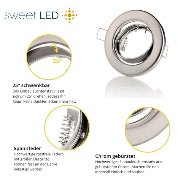 LED Einbaustrahler Schwenkbar 230V GU10 Chrom | Decken Spots