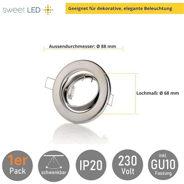 LED Einbaustrahler Schwenkbar 230V GU10 Chrom | Decken Spots