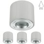 4er Set Alu Gebürstet LED Aufbaustrahler IP44 | 230V Aufputz Deckenleuchte Flach 65mm | Bad Deckenspot Rund