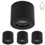 4er Set LED Aufbaustrahler IP44 Rund | Schwarz Gebürstet Aluminium | Bad Aufputz Deckenspot 230V Ø 80mm