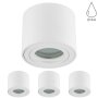 LED Bad Aufbaustrahler IP44 4er Set | Weiß Matt Rund Aluminium | Flach 65mm Deckenspots 230V Aufputz Ø 80mm