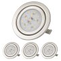 Möbel LED Strahler 12 Volt - Möbeleinbauleuchten Led Flach ca. 30 mm Einbautiefe - Licht LED chrom gebürstet warmweiß 3 Watt - 4er Sparpack