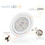 Licht Led Möbel Einbaustrahler 230V - Led Schrankbeleuchtung 3 Watt 68 mm Lochmaß - Led Einbauspots Flach weiß warmweiß - LED Strahler 4er Sparpack