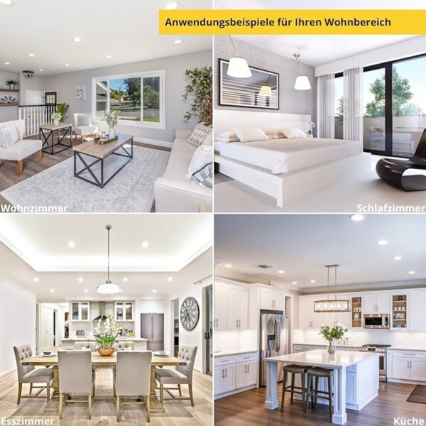 230V Möbel Einbaustrahler LED - Möbeleinbauleuchten Led Ultra Flach für Bad IP44 - Led Strahler rund chromfarbig kaltweiß  - 4er Sparpack