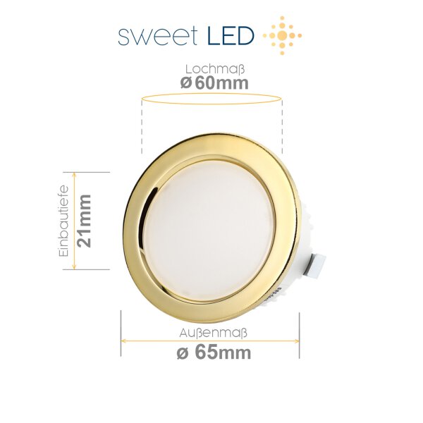 Sparpack Möbel Einbaustrahler Bad IP44 Goldfarbig Warmweiß LED