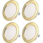 12V Möbel Einbaustrahler LED ultra Flach - LED Einbauspots Bad IP44 60 mm Lochmaß - Led Schrankbeleuchtung rund goldfarbig warmweiß - 4er Sparpack