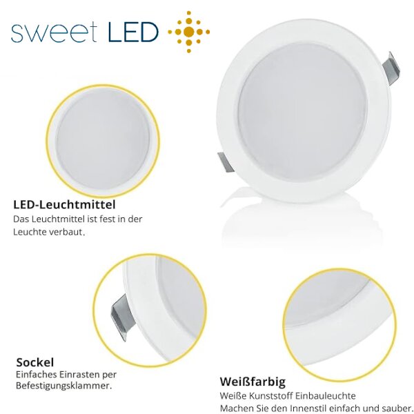 4er Sparpack - LED Möbel Einbaustrahler 12V - LED Einbauspots Badezimmer IP44 - Möbeleinbauleuchten Led Flach rund weiß kaltweiß ca. 20 mm Einbautiefe
