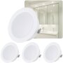 4er Sparpack - LED Möbel Einbaustrahler 12V - LED Einbauspots Badezimmer IP44 - Möbeleinbauleuchten Led Flach rund weiß kaltweiß ca. 20 mm Einbautiefe