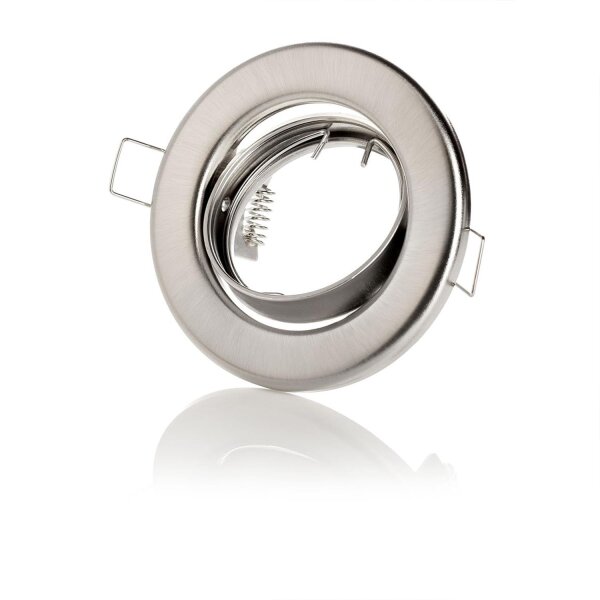 10er Einbaustrahler Wohnzimmer -Einbaurahmen Decke chrom gebürstet schwenkbar, Deckenspots 230V - Sparpack