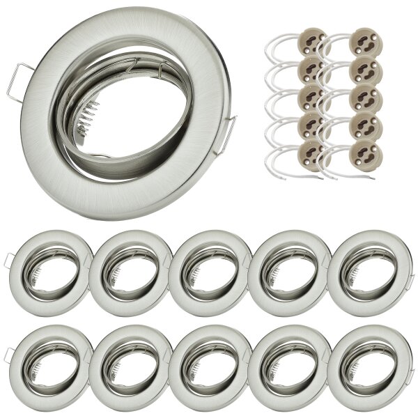 LED Einbaustrahler 10er Set 230V GU10 Chrom | Decken Spots