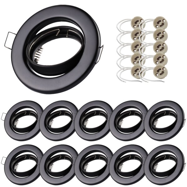 10er Set LED Einbaustrahler GU10 230V | Schwenkbar Schwarz Matt