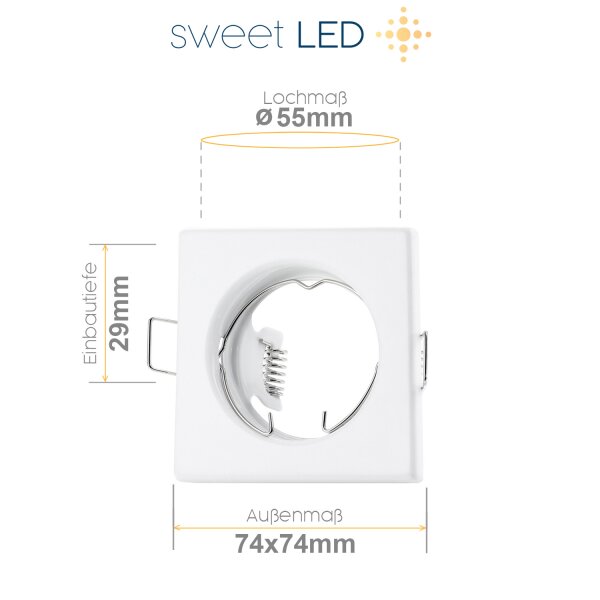 10er SET Einbaustrahler Flach 230V - LED Spot Strahler Decke eckig weiß - GU10 Einbaurahmen ohne Leuchtmittel - Led Einbauspots Sparpack